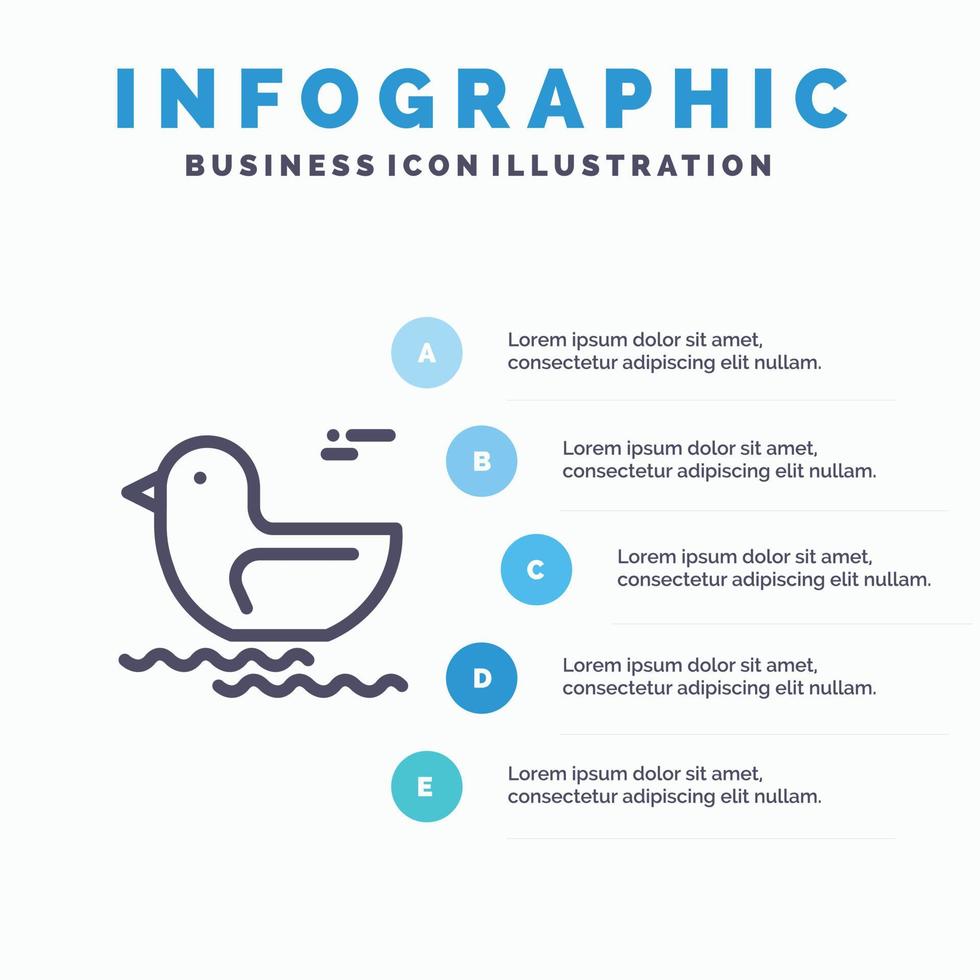 Duck River Kanada Liniensymbol mit 5 Schritten Präsentation Infografiken Hintergrund vektor