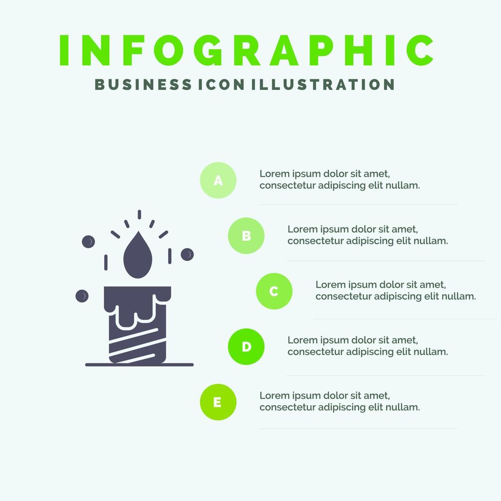 ljus ljus bröllop kärlek fast ikon infographics 5 steg presentation bakgrund vektor