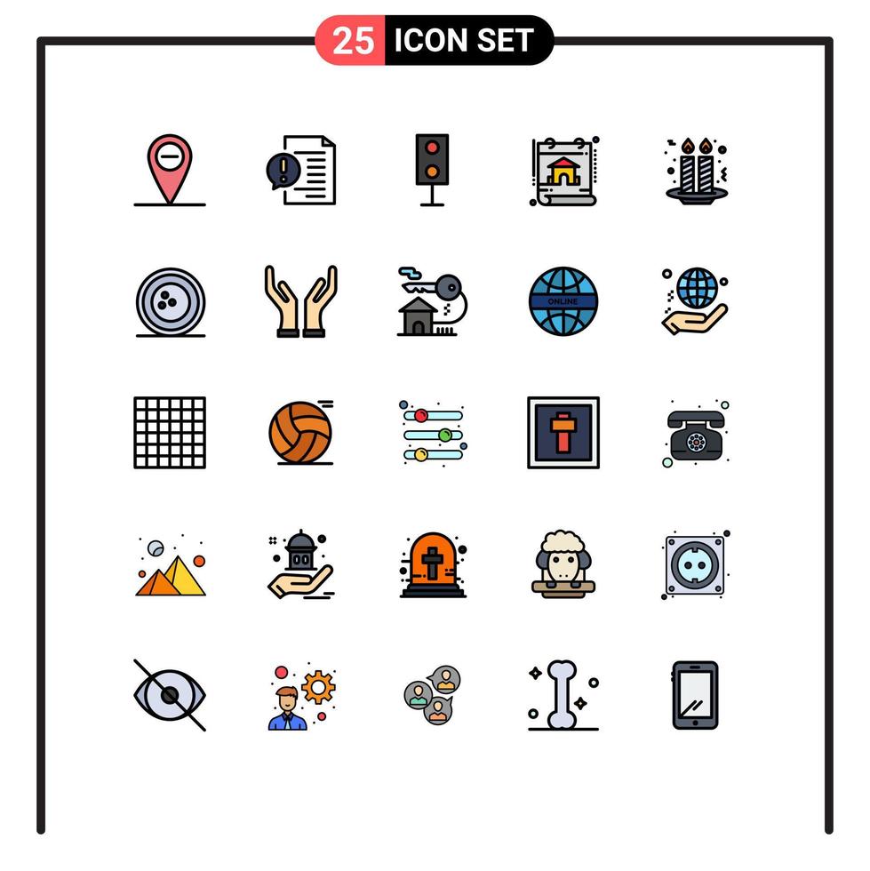 grupp av 25 fylld linje platt färger tecken och symboler för ljus verklig egendom elektronik fast egendom kalender redigerbar vektor design element