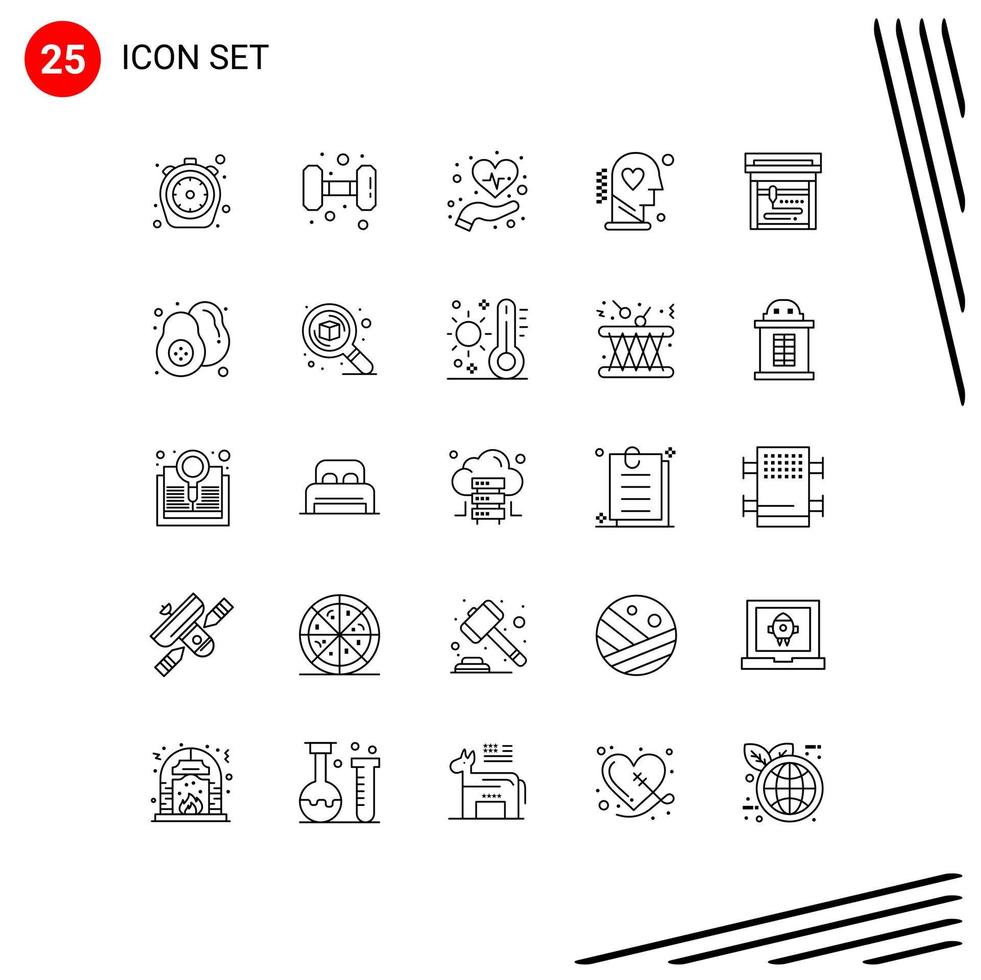 25 kreative Symbole, moderne Zeichen und Symbole für Wellness, Liebe, Gewicht, Kopf, Medizin, bearbeitbare Vektordesign-Elemente vektor