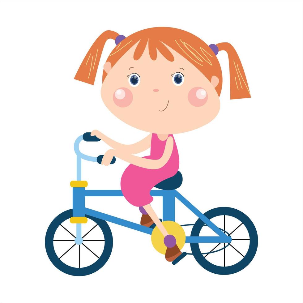 illustration vektor grafisk, liten flicka cykling