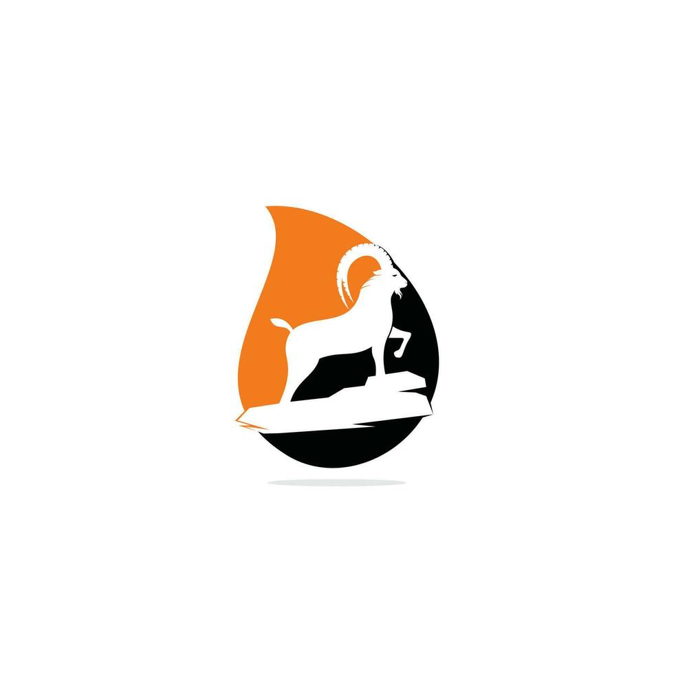 Ziege Tropfenform Konzept Logo Template Design. Bergziegen-Vektor-Logo-Design. Ziegenkopf Logo Vorlage Vektor Icon Illustration Design