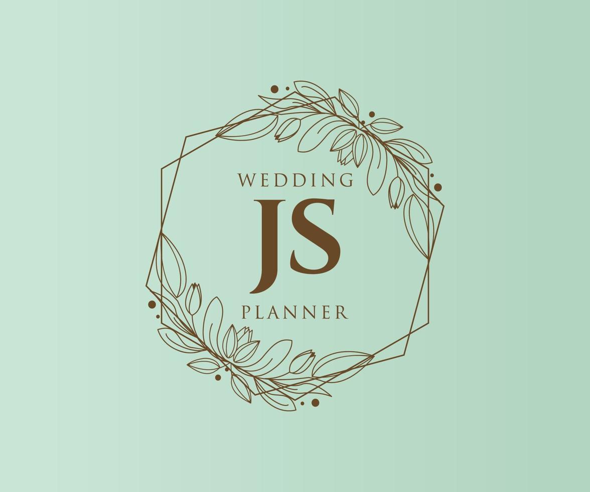 js initialer brev bröllop monogram logotyper samling, hand dragen modern minimalistisk och blommig mallar för inbjudan kort, spara de datum, elegant identitet för restaurang, boutique, Kafé i vektor