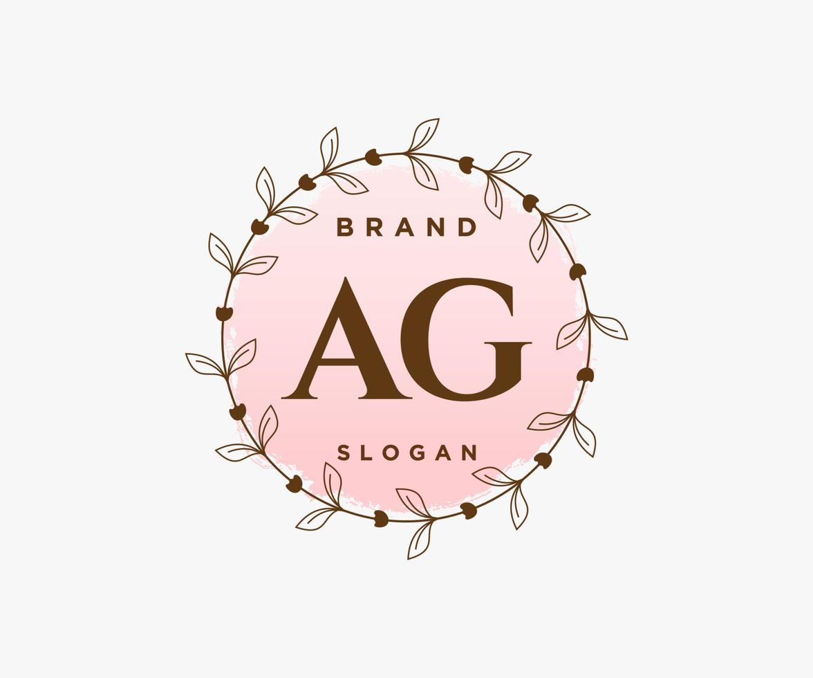 första ag feminin logotyp. användbar för natur, salong, spa, kosmetisk och skönhet logotyper. platt vektor logotyp design mall element.