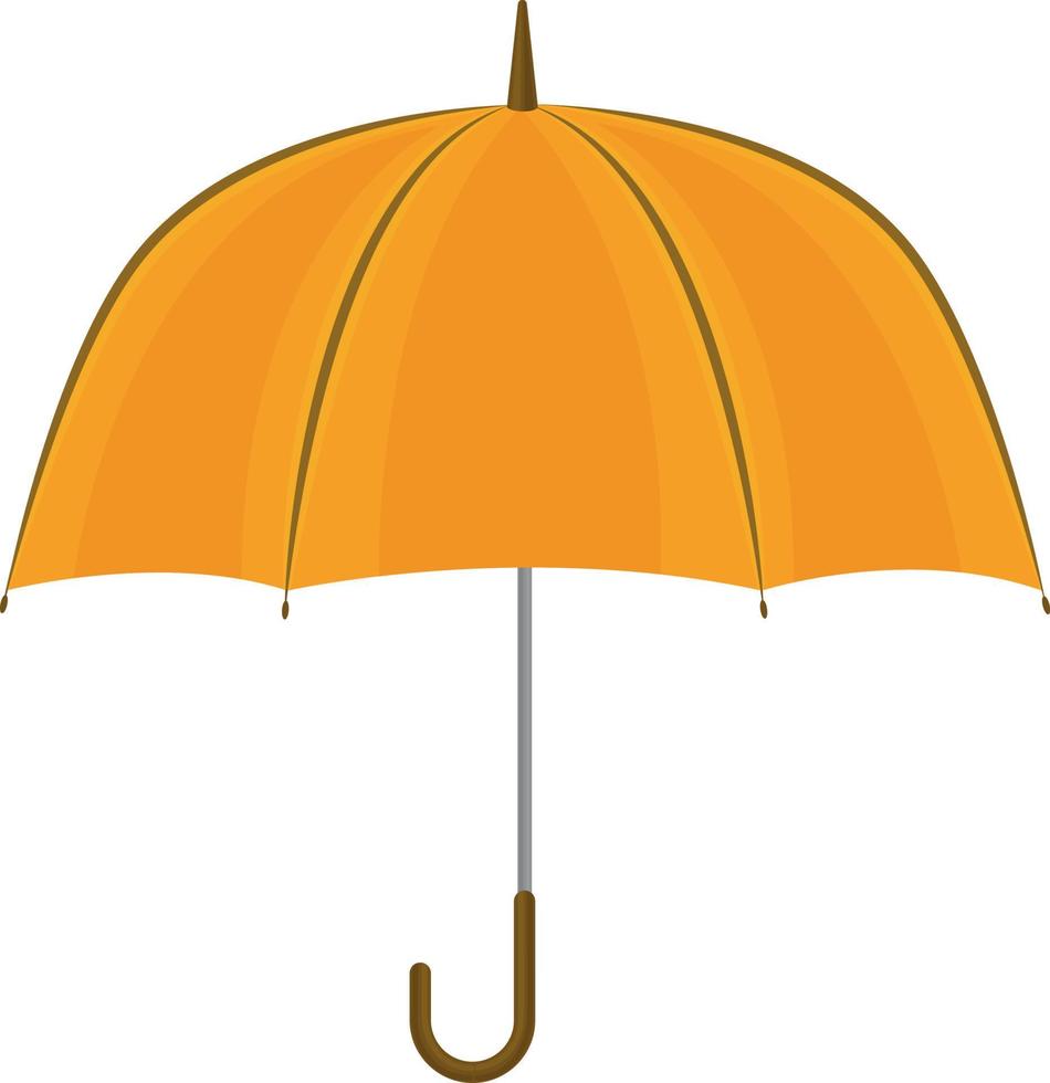 en ljus orange paraply med en brun hantera. ett tillbehör för skydd från regn och ljus Sol. ett paraply för gående i regnig väder. vektor illustration isolerat på en vit bakgrund