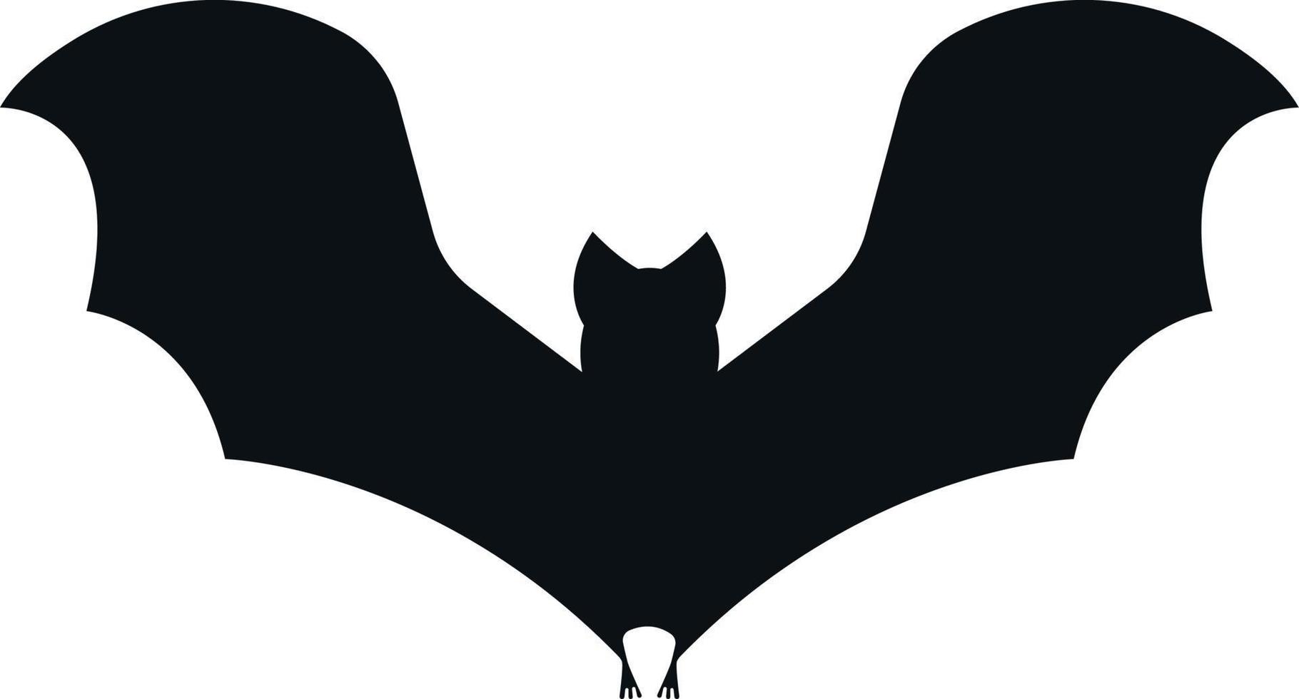 das Bild der Silhouette einer Fledermaus. eine Fledermaus mit ausgebreiteten Flügeln. ein blutsaugendes fliegendes Tier. ein Halloween-Symbol. Vektor-Illustration isoliert auf weißem Hintergrund vektor