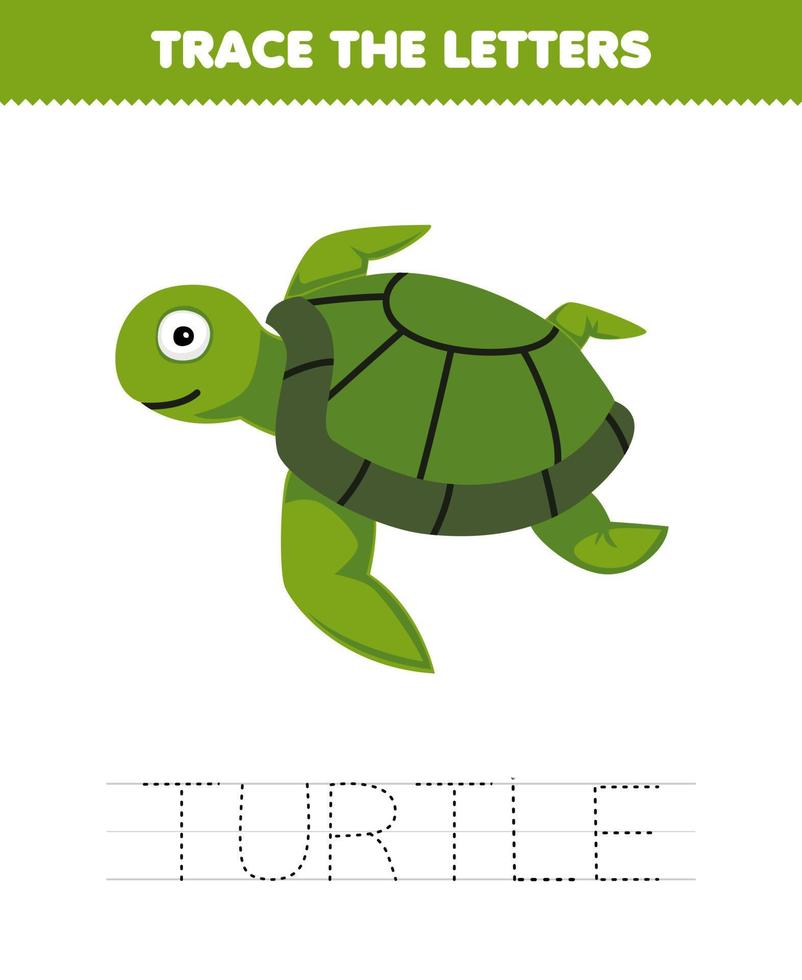 utbildning spel för barn spår de brev av söt tecknad serie sköldpadda tryckbar under vattnet kalkylblad vektor