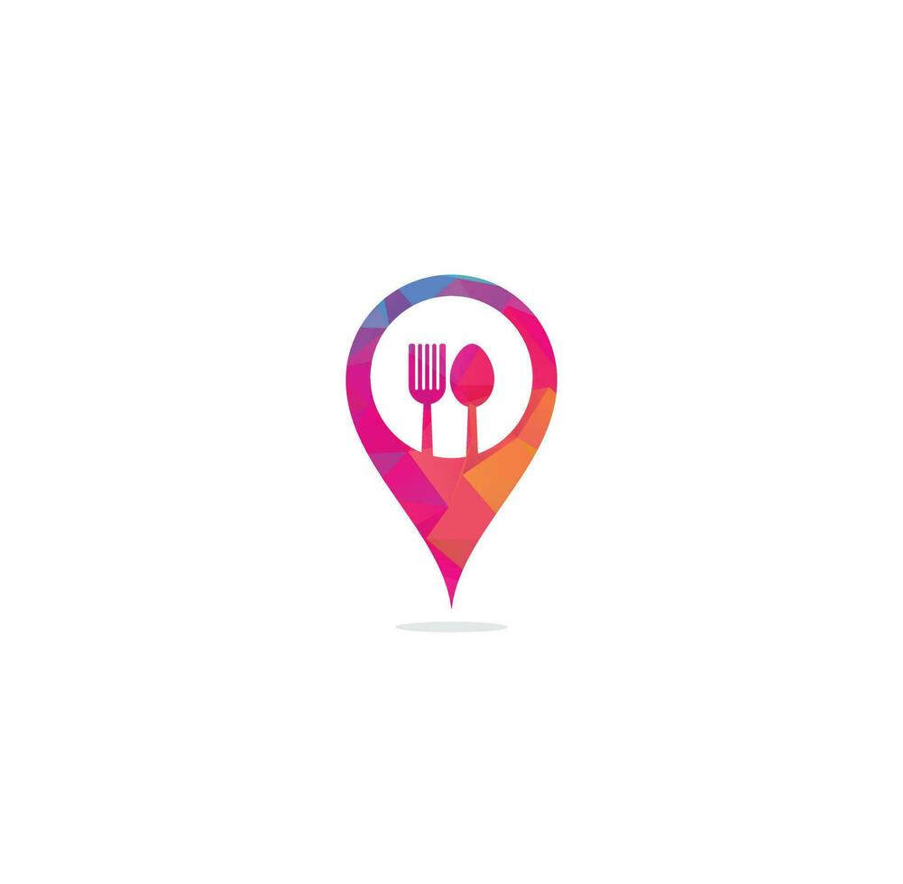 Food-Point-Logo-Design-Konzepte. Logo-Vorlage für Lebensmittel und Restaurants. Symbol-Symbol. vektor