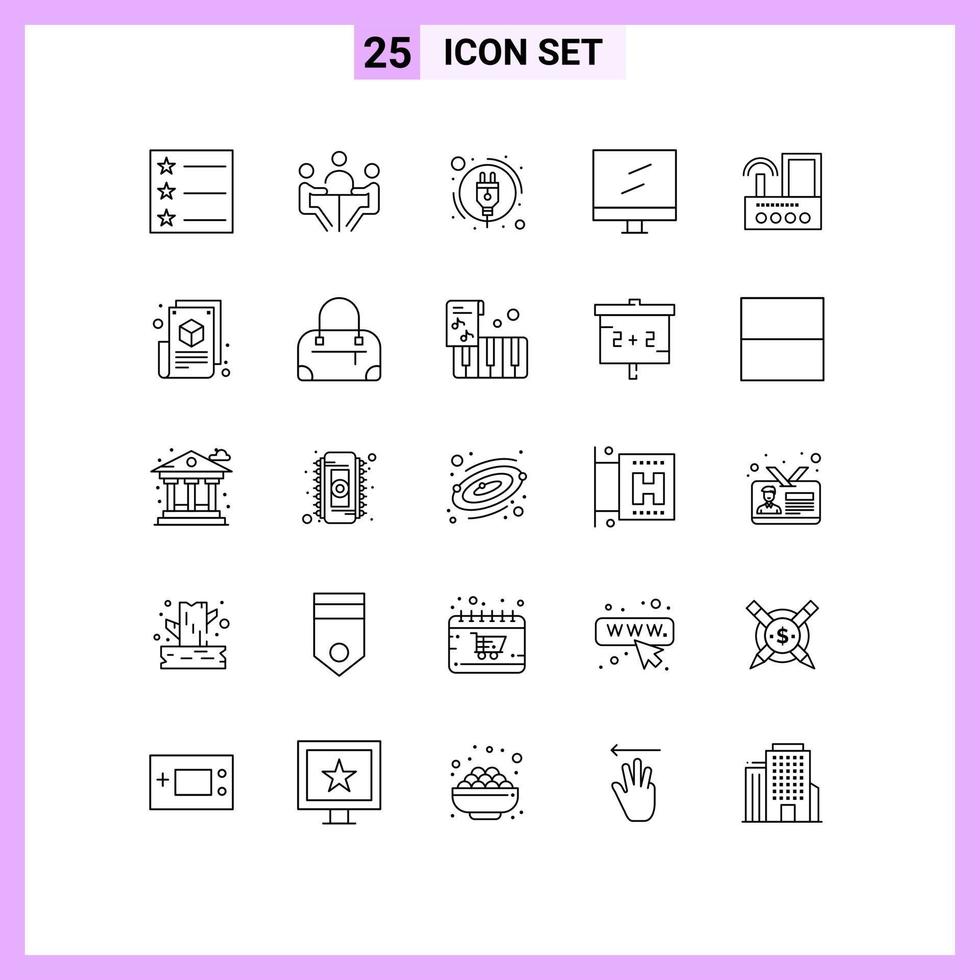 25 universelle Linien für Web- und mobile Anwendungen Funksignal-Steckergerät mac editierbare Vektordesign-Elemente vektor
