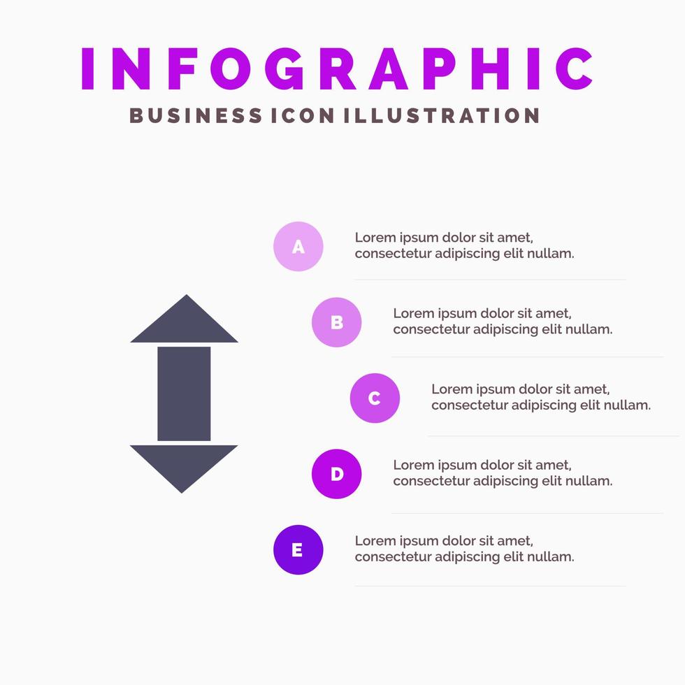 pil pilar upp ner fast ikon infographics 5 steg presentation bakgrund vektor