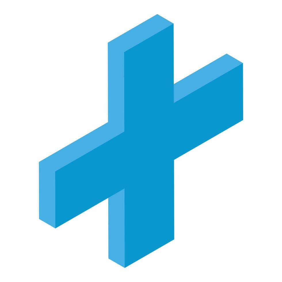 blaues Pluszeichen-Symbol, isometrischer Stil vektor