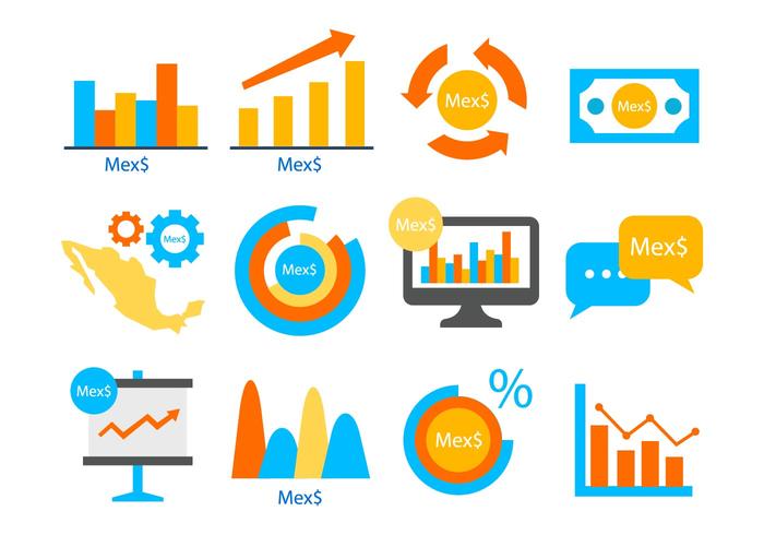 Free Mexican Peso Infografik Element Icons Vektor