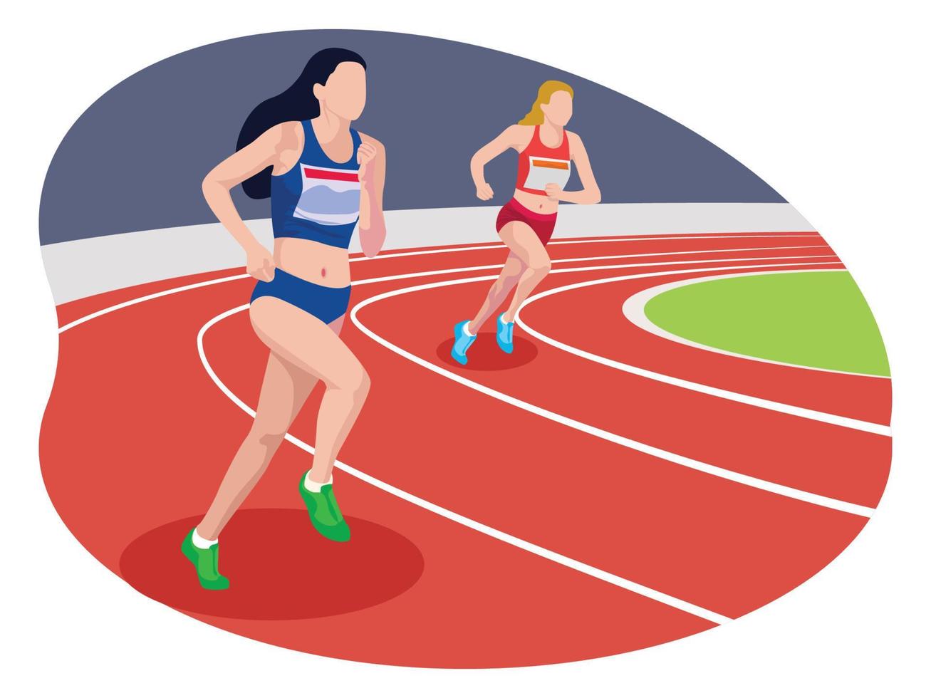 weiblicher läufer, der in der schönen illustration des rennens läuft. vektor