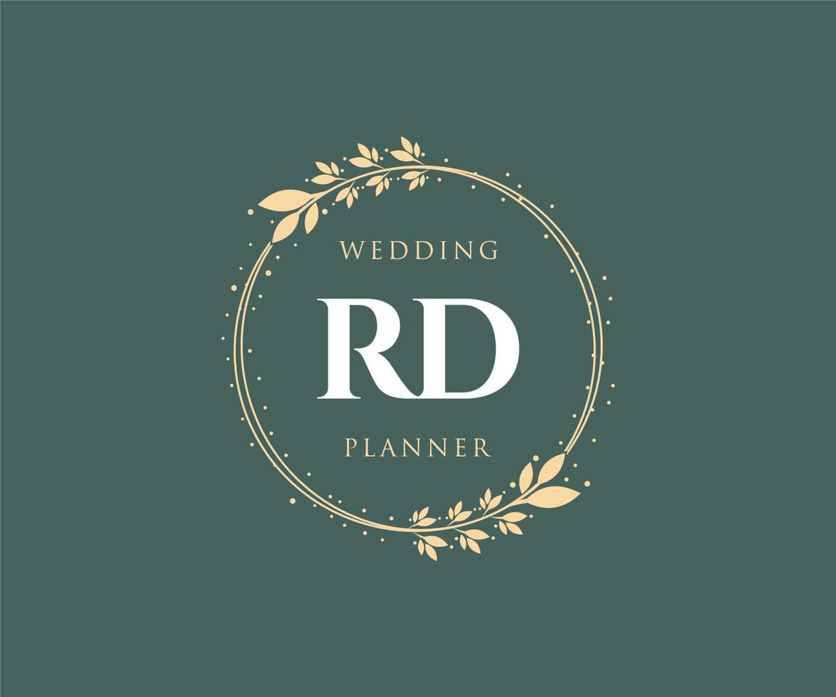 rd initials brief hochzeitsmonogramm logos sammlung, handgezeichnete moderne minimalistische und florale vorlagen für einladungskarten, save the date, elegante identität für restaurant, boutique, café im vektor