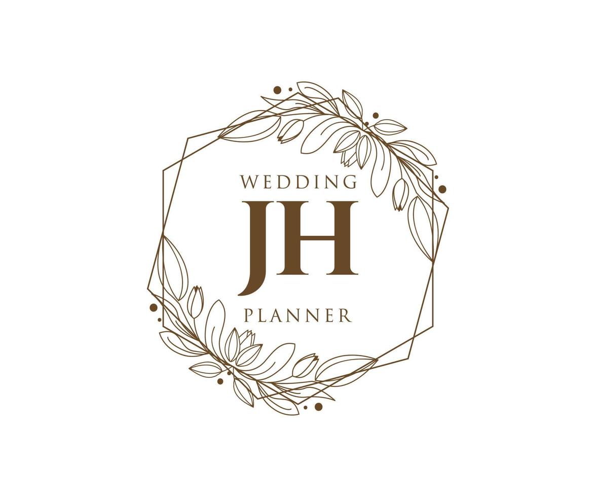 jh initialen brief hochzeitsmonogramm logos sammlung, handgezeichnete moderne minimalistische und florale vorlagen für einladungskarten, save the date, elegante identität für restaurant, boutique, café im vektor