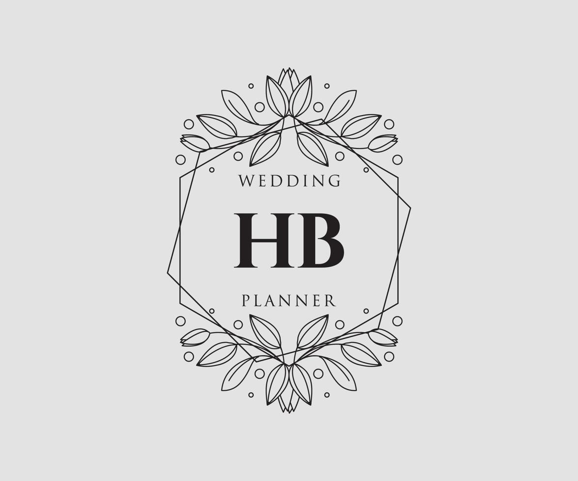 hb initialen brief hochzeitsmonogramm logos sammlung, handgezeichnete moderne minimalistische und florale vorlagen für einladungskarten, save the date, elegante identität für restaurant, boutique, café im vektor