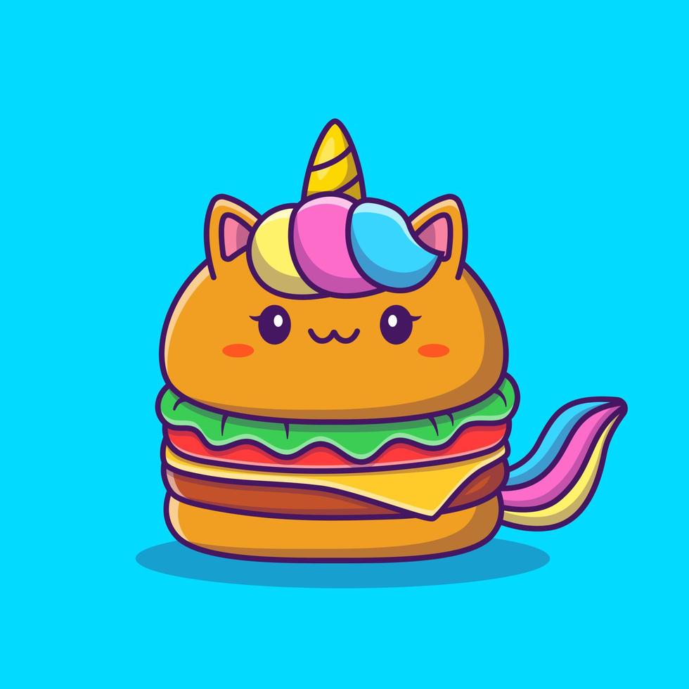 niedliche einhorn burger cartoon vektor symbol illustration. Tierfutter-Icon-Konzept isolierter Premium-Vektor. flacher Cartoon-Stil