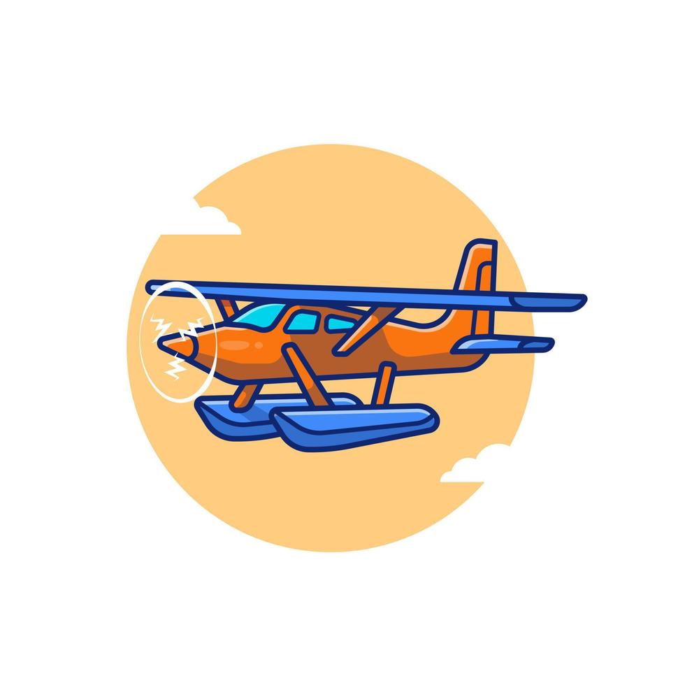 vintage flugzeug cartoon vektor symbol illustration. Lufttransport-Icon-Konzept isolierter Premium-Vektor. flacher Cartoon-Stil