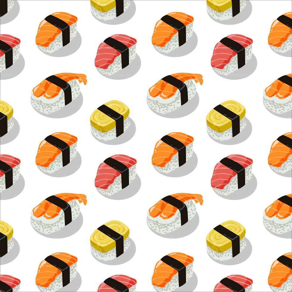 nigiri sushi av sömlös mönster vektor