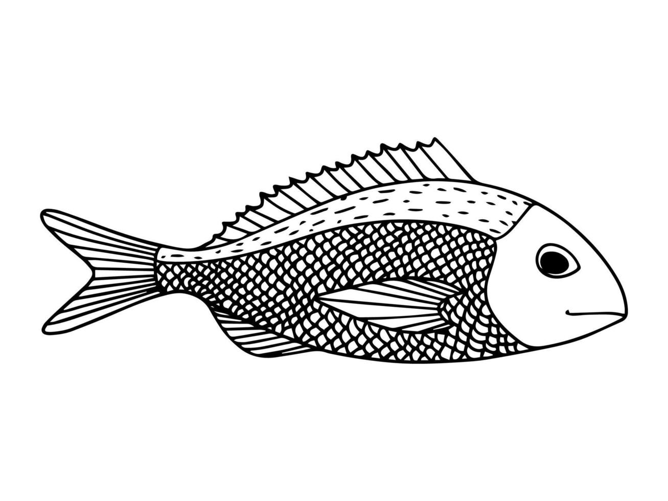 hand dragen linje element. fisk klotter stil, bra design för några syften. vektor