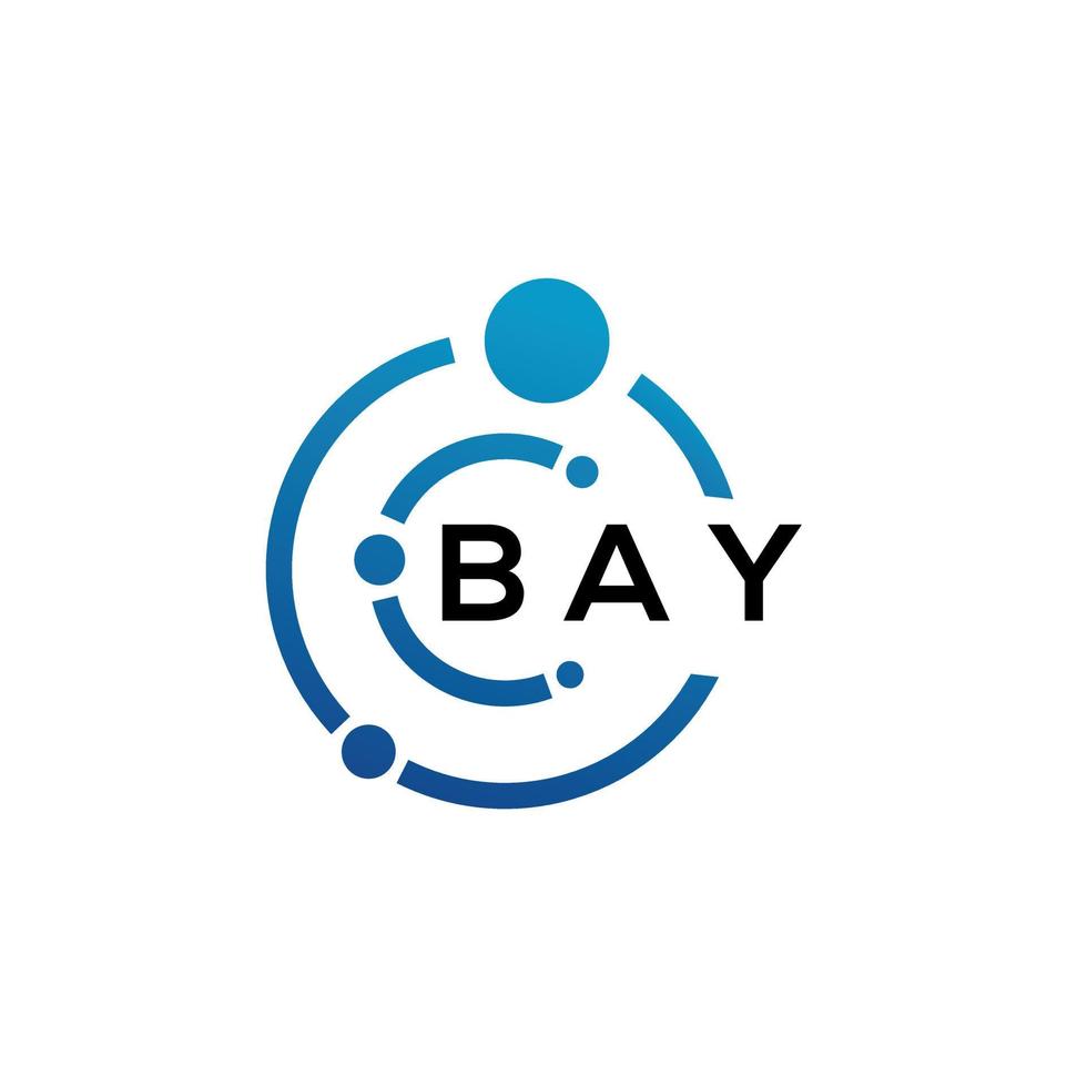 Bucht-Buchstaben-Logo-Design auf schwarzem Hintergrund. bucht kreative initialen brief logo konzept. Bay-Buchstaben-Design. vektor