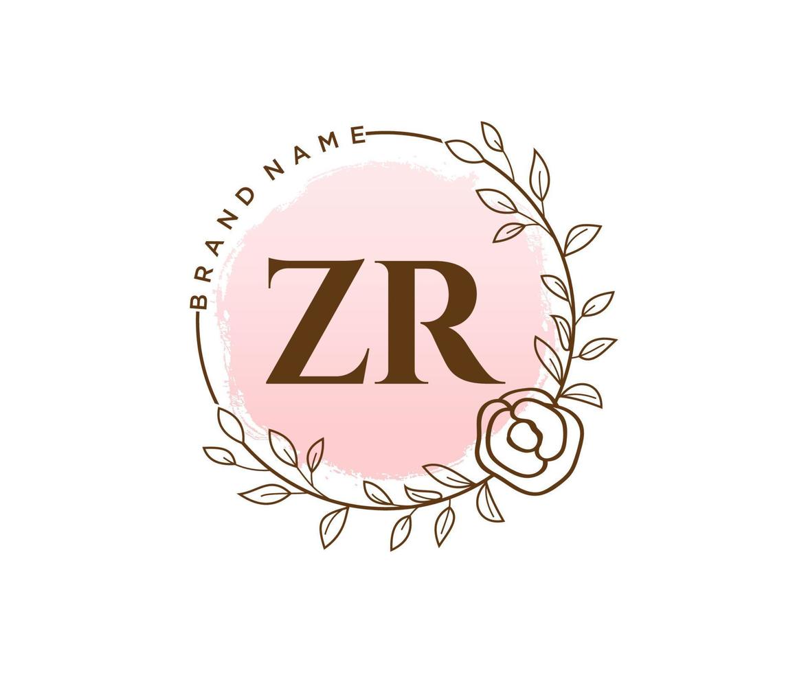 första zr feminin logotyp. användbar för natur, salong, spa, kosmetisk och skönhet logotyper. platt vektor logotyp design mall element.