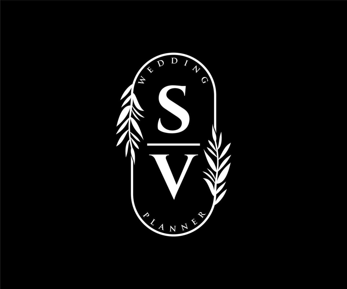 sv initialen brief hochzeitsmonogramm logos sammlung, handgezeichnete moderne minimalistische und florale vorlagen für einladungskarten, save the date, elegante identität für restaurant, boutique, café im vektor