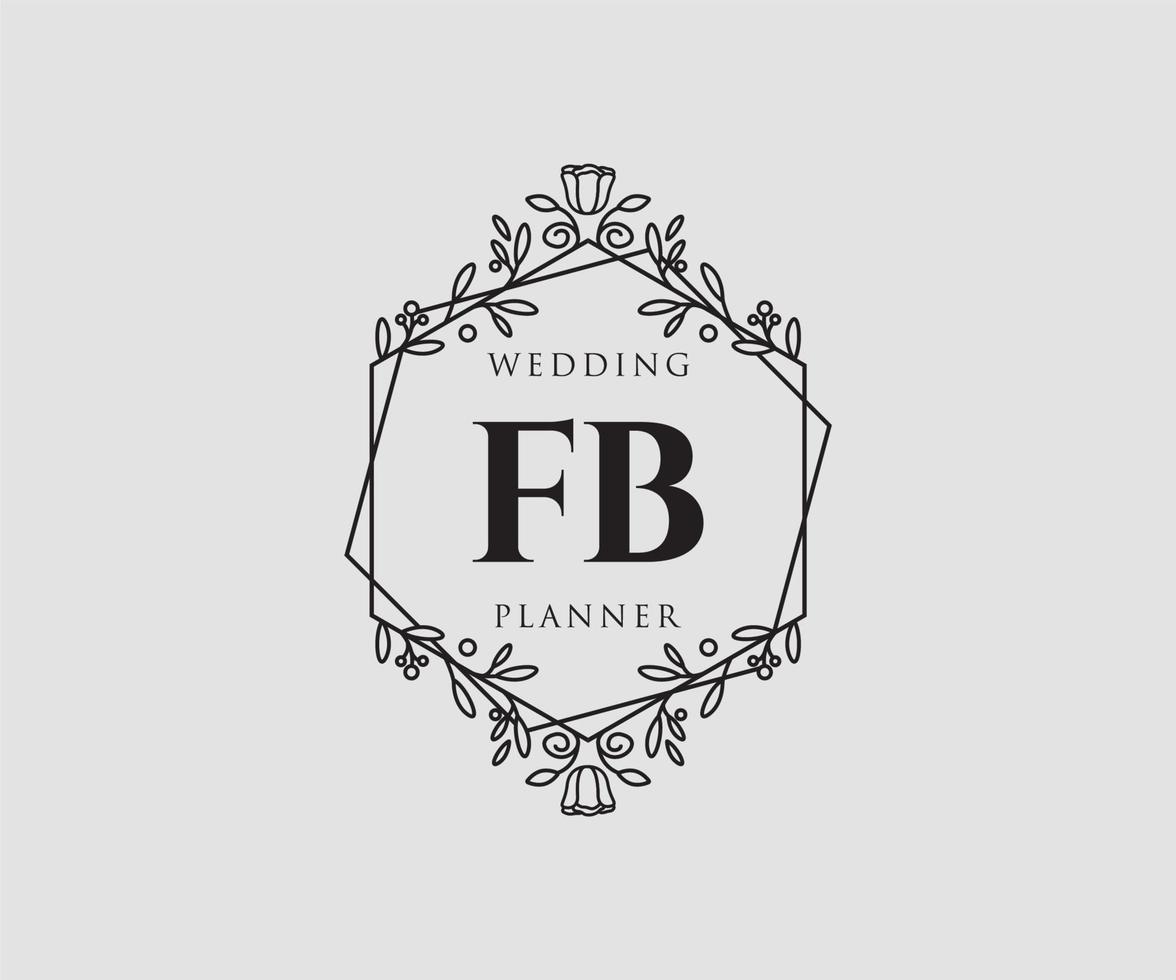 fb initialen brief hochzeitsmonogramm logos sammlung, handgezeichnete moderne minimalistische und florale vorlagen für einladungskarten, save the date, elegante identität für restaurant, boutique, café im vektor