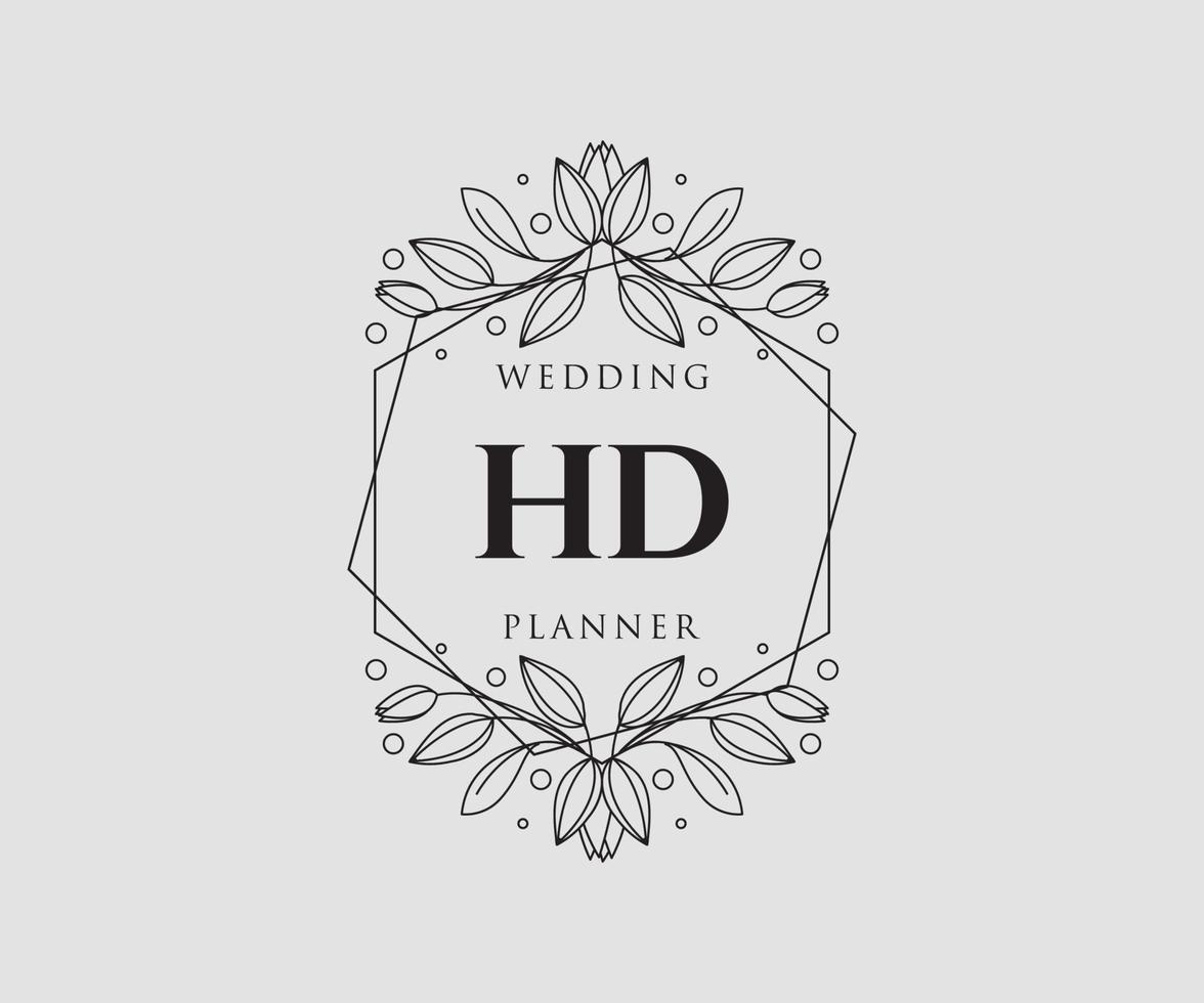 hd initialer brev bröllop monogram logotyper samling, hand dragen modern minimalistisk och blommig mallar för inbjudan kort, spara de datum, elegant identitet för restaurang, boutique, Kafé i vektor