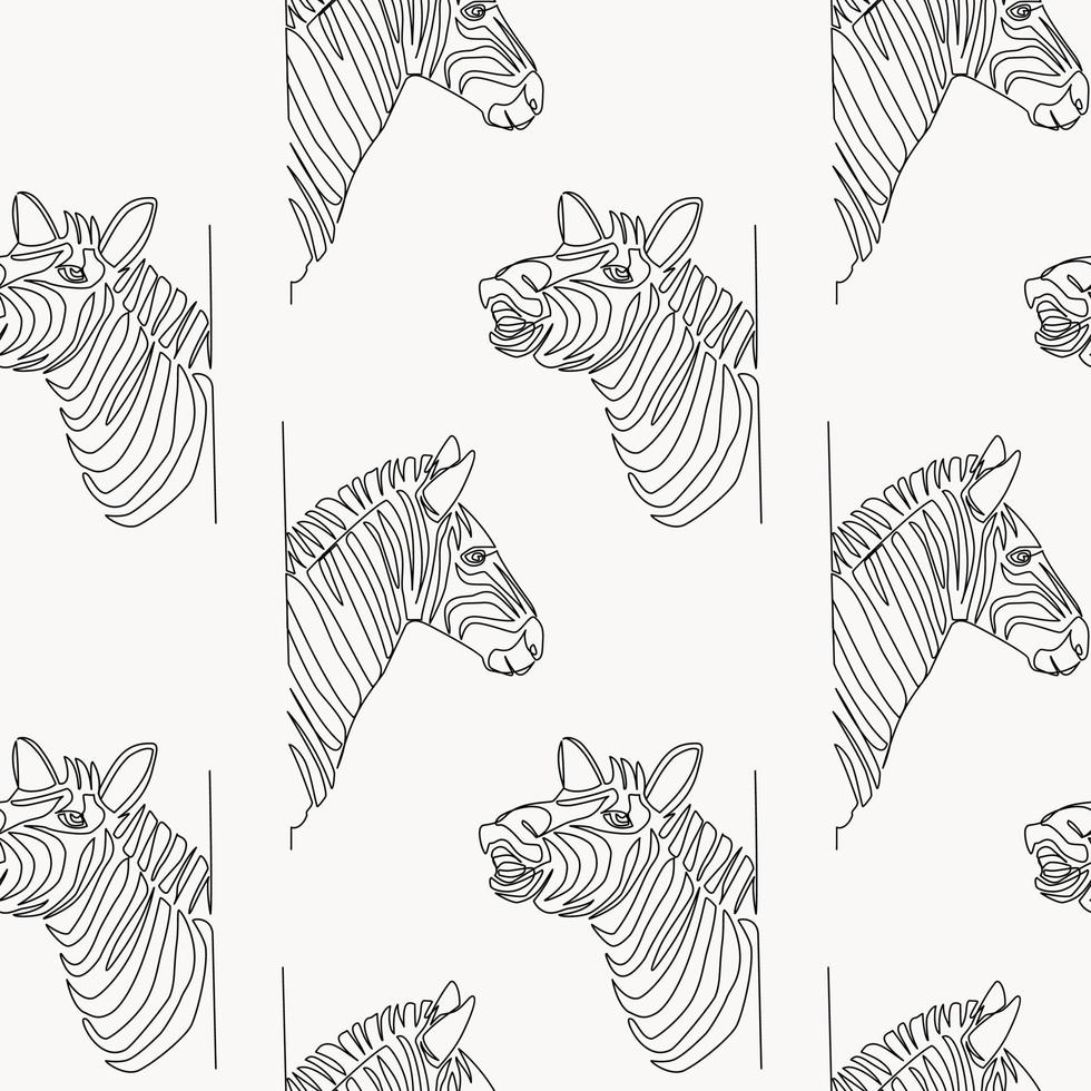 nahtloses muster mit zebras, die im linienkunststil gezeichnet sind vektor