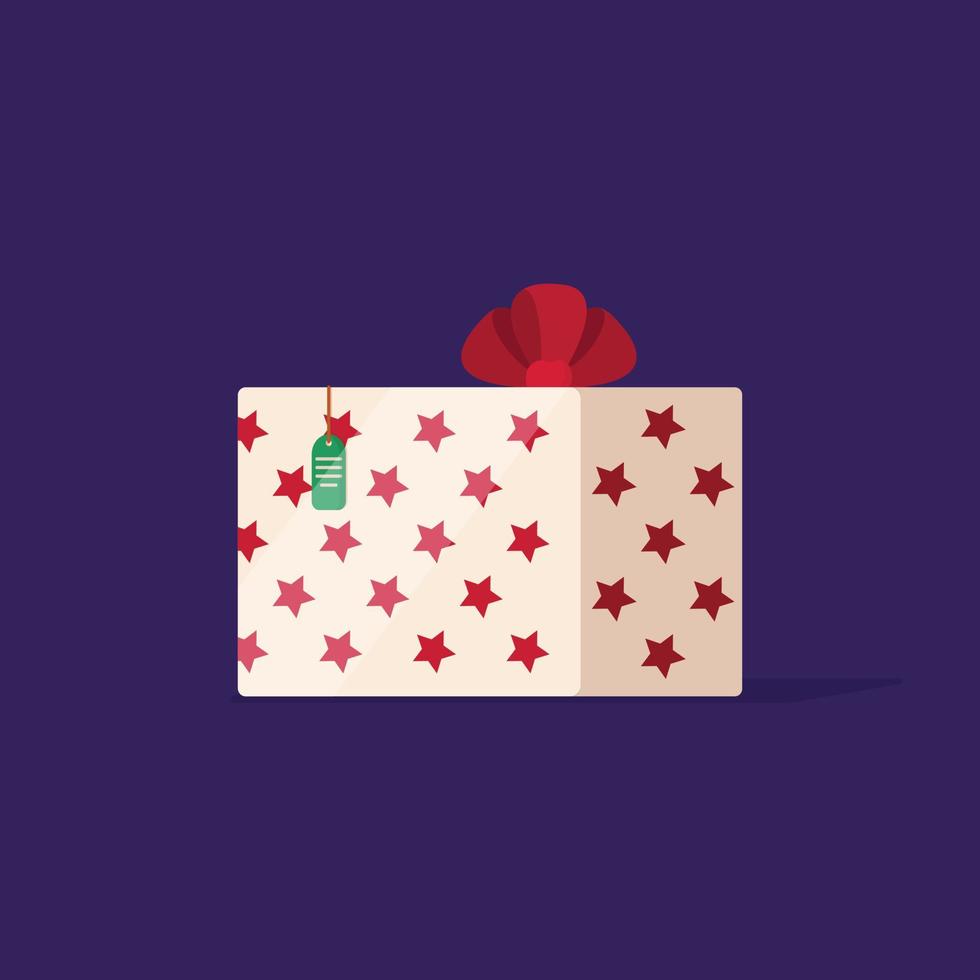 Vektor-Illustration eines Weihnachtsgeschenks. Weihnachtsgeschenk verpackt. rote Kiste. vektor