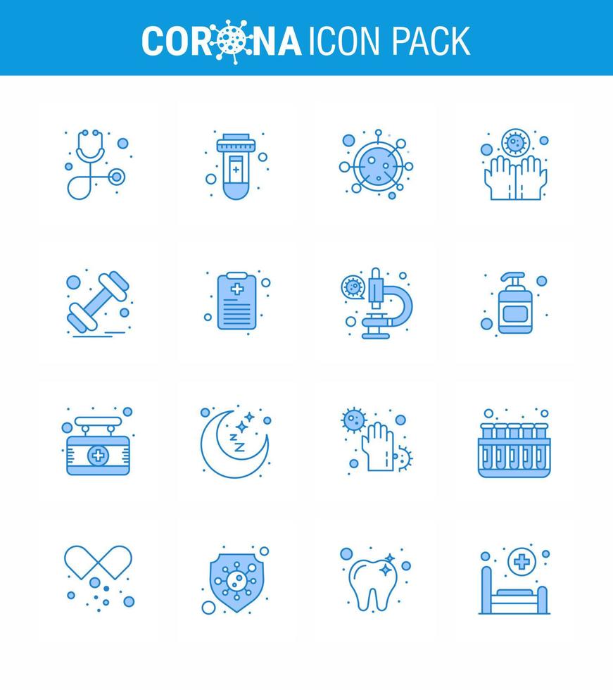 16 blå coronavirus covid19 ikon packa sådan som Gym infektera coronavirus händer smutsig viral coronavirus 2019 nov sjukdom vektor design element