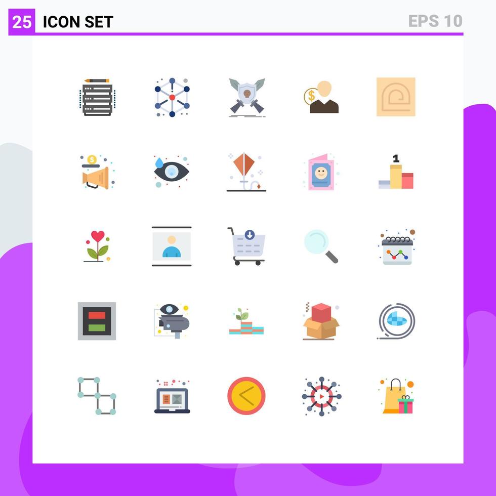 uppsättning av 25 vektor platt färger på rutnät för anställd användare form klient skydda redigerbar vektor design element
