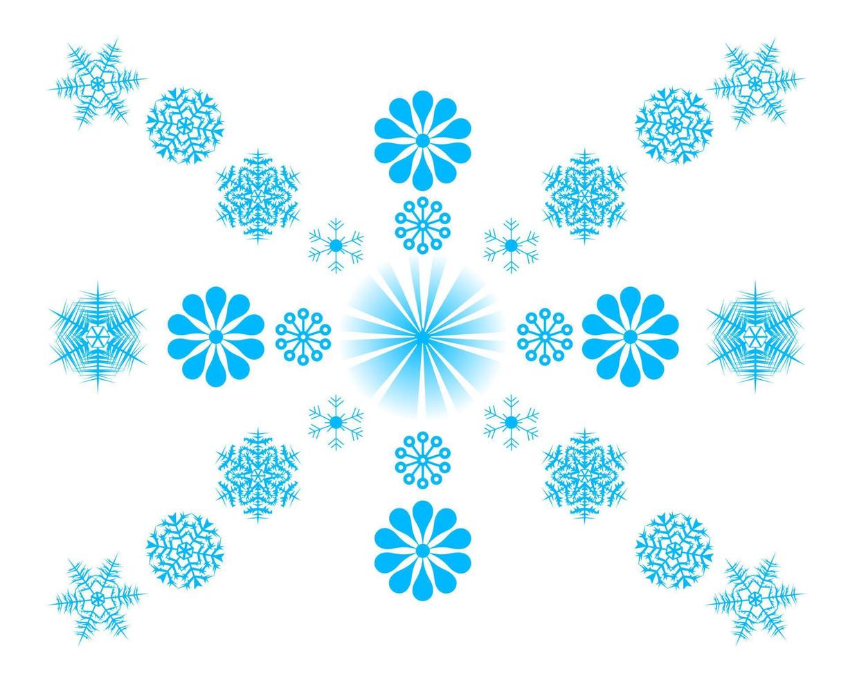 verschiedene Schneeflocken auf weißem Hintergrund vektor