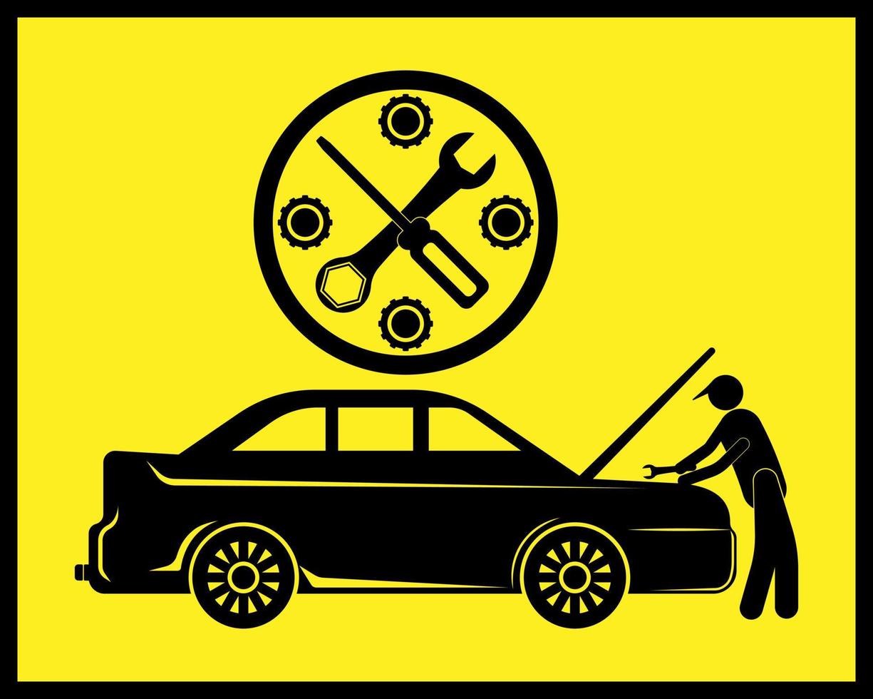 Autoservice und Reparaturschild vektor