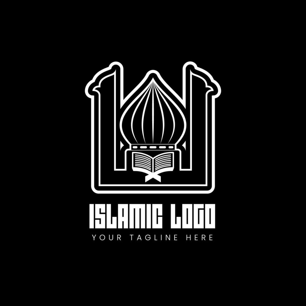 minimalistisk islamic logotyp design. moské och de quran vektor illustration för de muslim logotyp begrepp