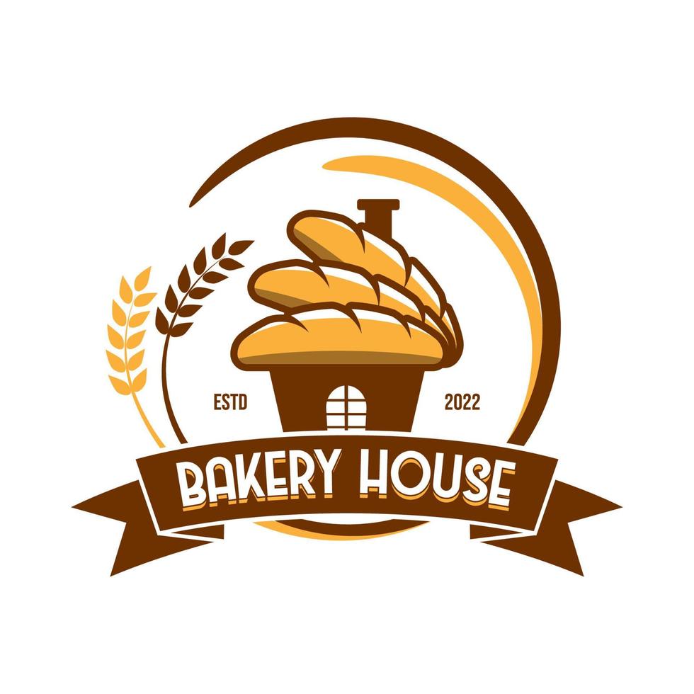 Vintage Bäckerei Haus Logo Vorlage. Retro-Logo für Bäckerei oder Café vektor