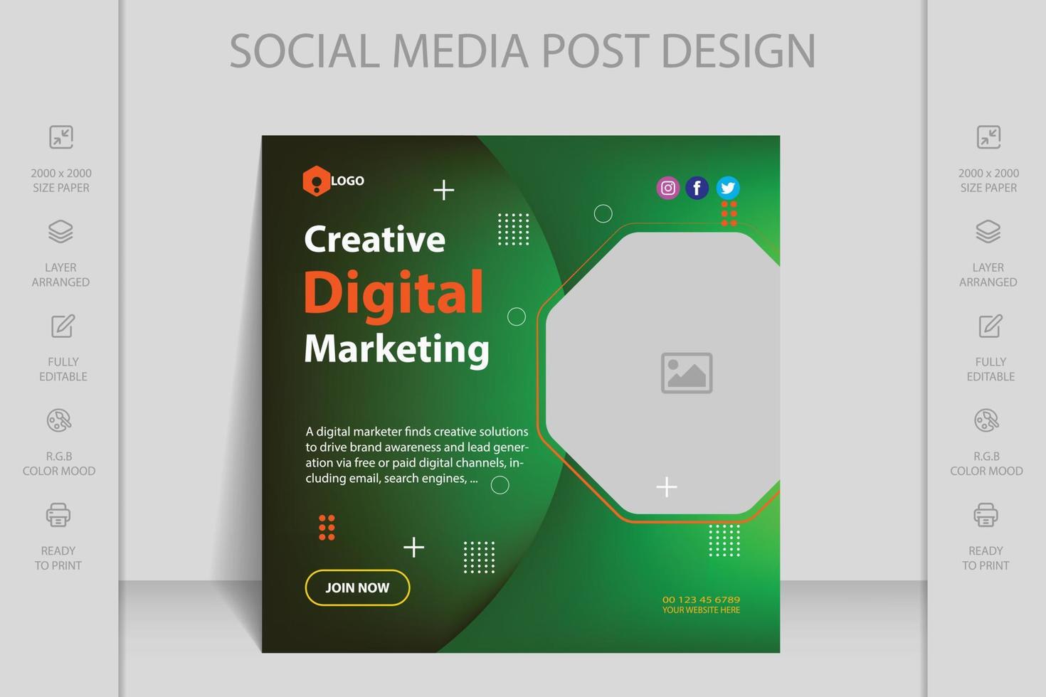 modernes kreatives Business-Marketing-Banner für Social-Media-Beitragsvorlage. Unternehmenswerbung. vektor