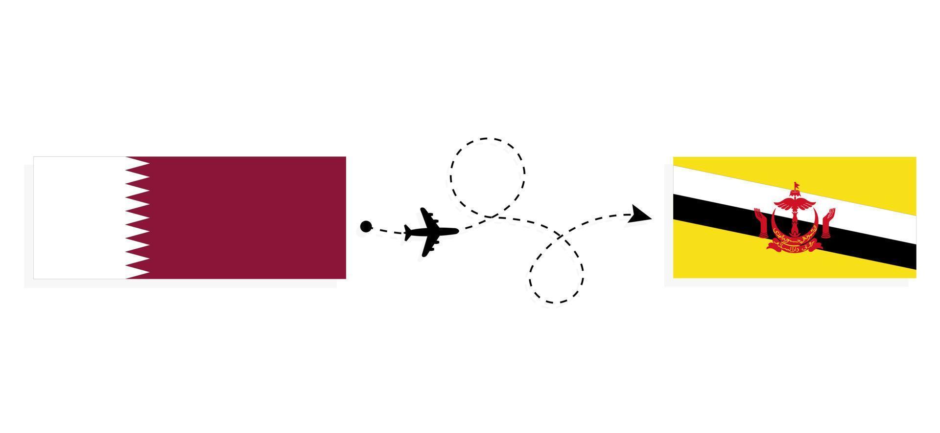 flug und reise von katar nach brunei mit dem reisekonzept des passagierflugzeugs vektor