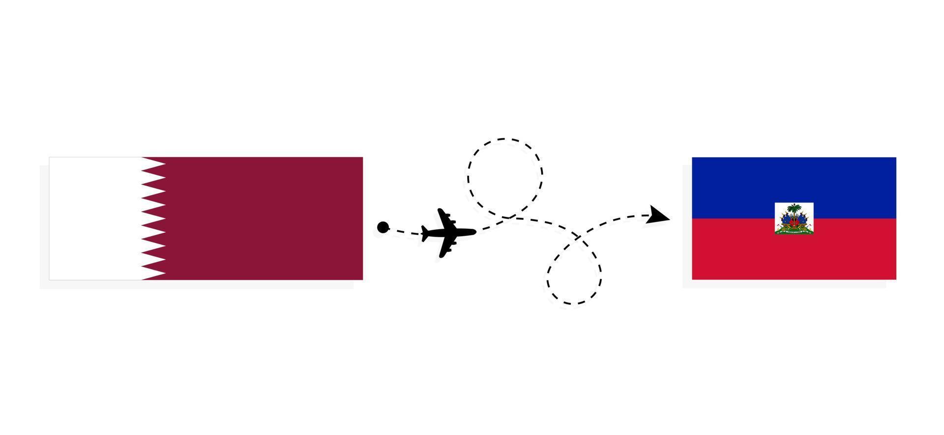 Flug und Reise von Katar nach Haiti mit dem Reisekonzept des Passagierflugzeugs vektor