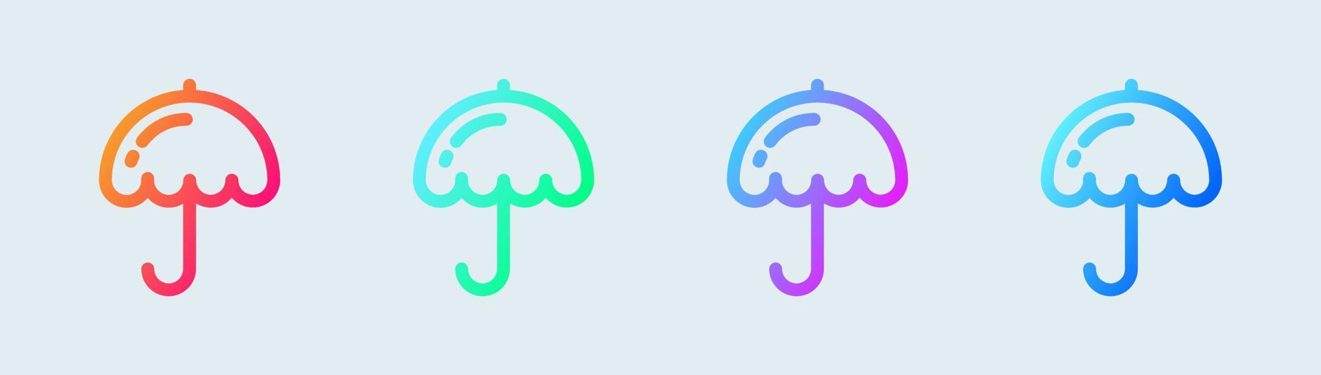 Regenschirm-Liniensymbol in Verlaufsfarben. Schutzzeichen-Vektorillustration. vektor