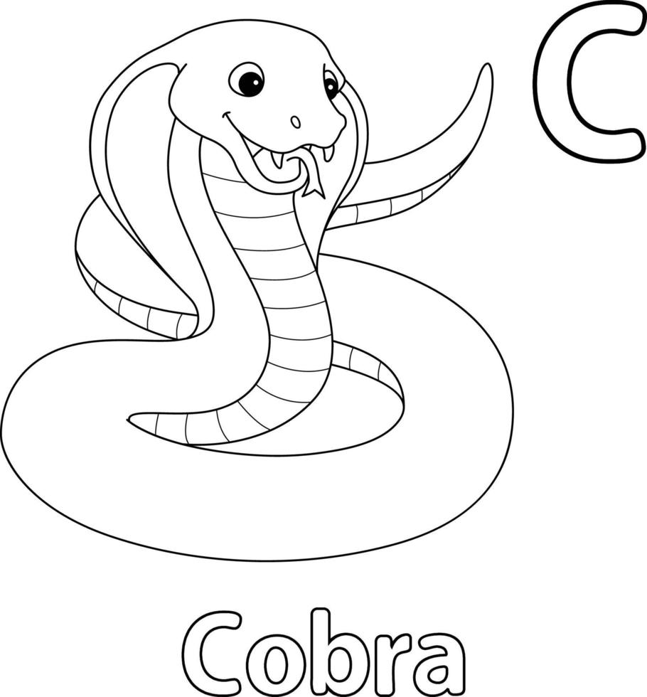 kobra djur- alfabet ABC isolerat färg sida c vektor