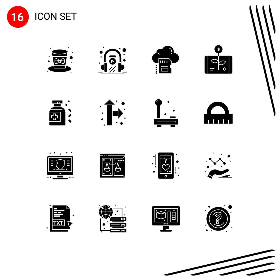 satz von 16 modernen ui-symbolen symbolzeichen für smartphone-investitionen sd-wirtschaftsarchiv editierbare vektordesignelemente vektor