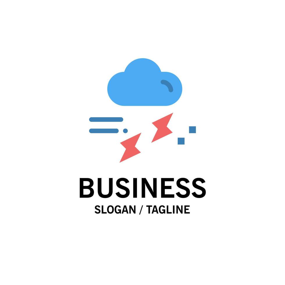 Wolke Regen Regen regnerischer Donner Business Logo Vorlage flache Farbe vektor