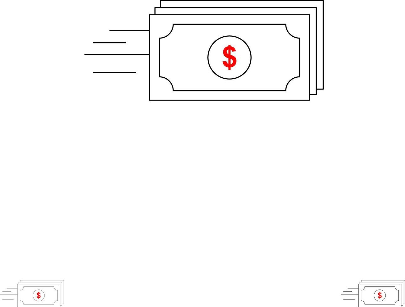 Dollar Business Flow Geld Währung Fett und dünne schwarze Linie Symbolsatz vektor