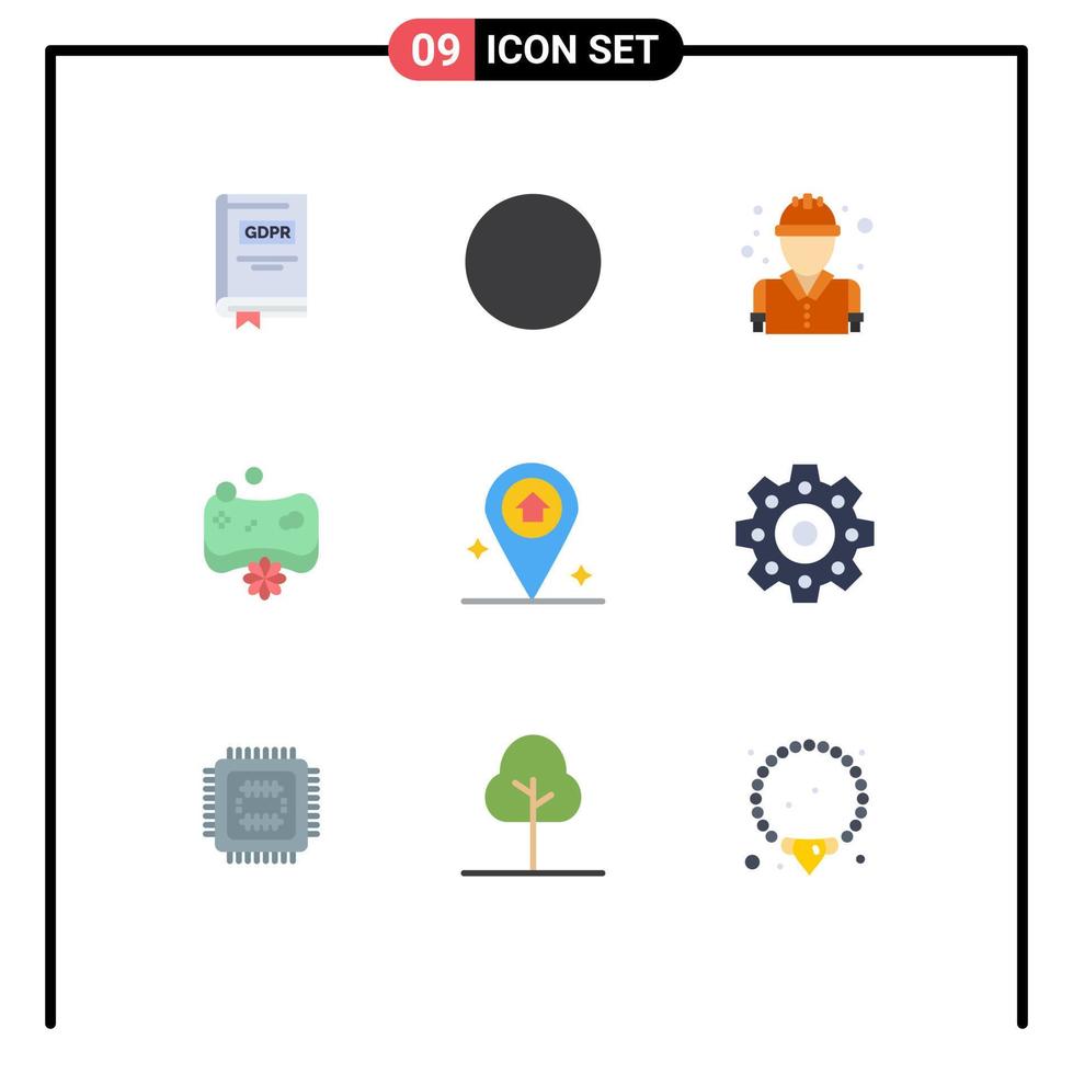 uppsättning av 9 modern ui ikoner symboler tecken för navigering spa kämpe tvål skönhet redigerbar vektor design element