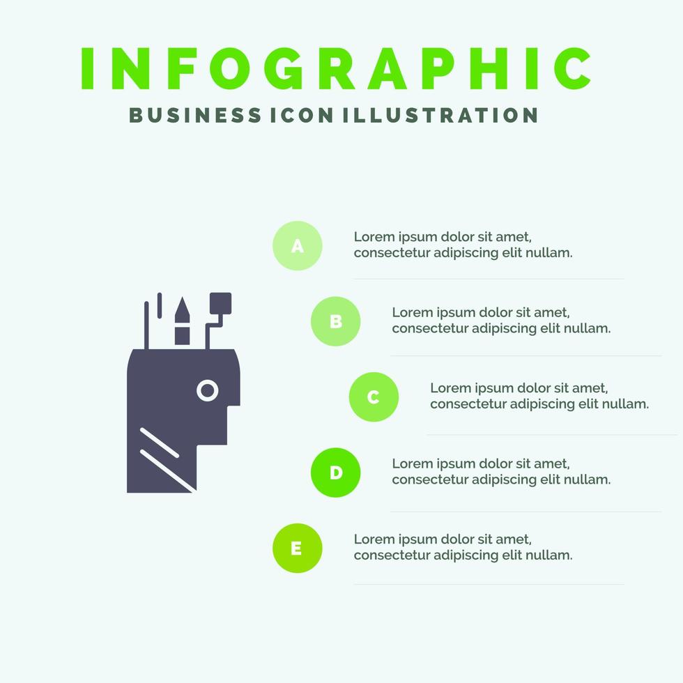 utbildning penna huvud skola infographics presentation mall 5 steg presentation vektor