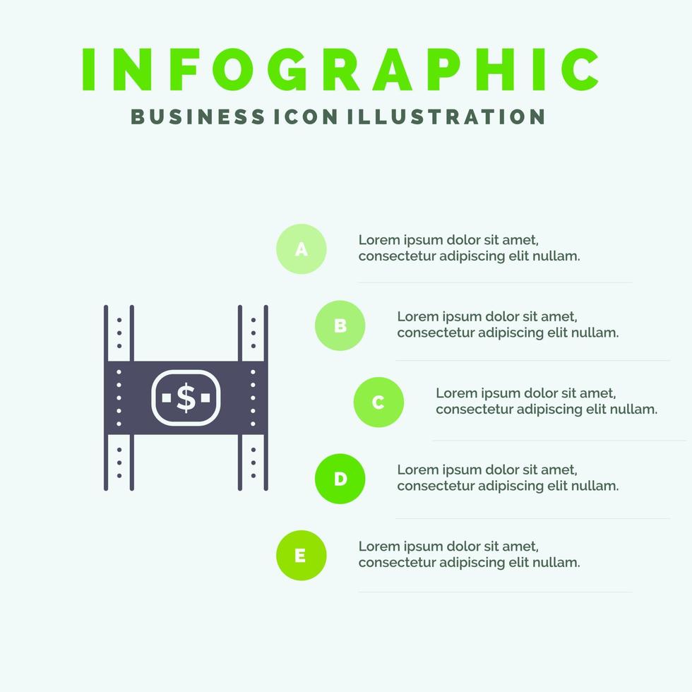 budget kostar filma pengar film fast ikon infographics 5 steg presentation bakgrund vektor