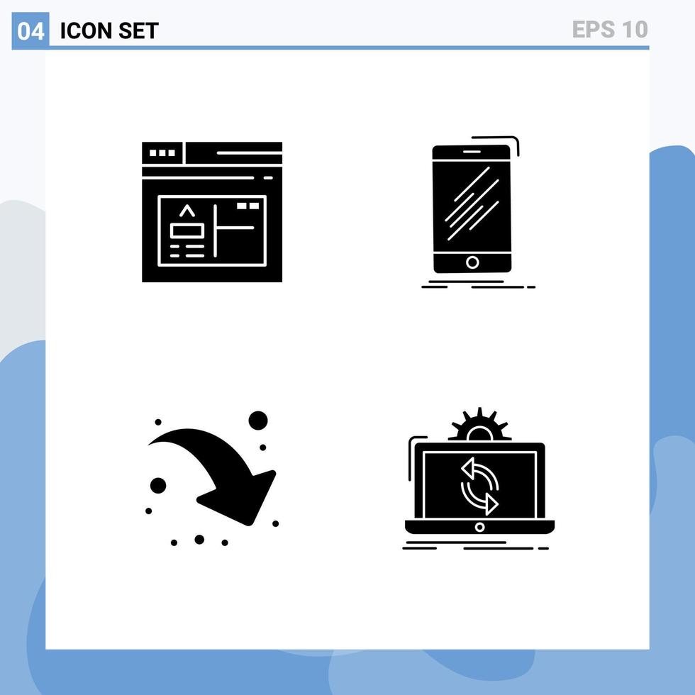 4 kreativ ikoner modern tecken och symboler av Ansökan pil webb telefon ner rätt redigerbar vektor design element