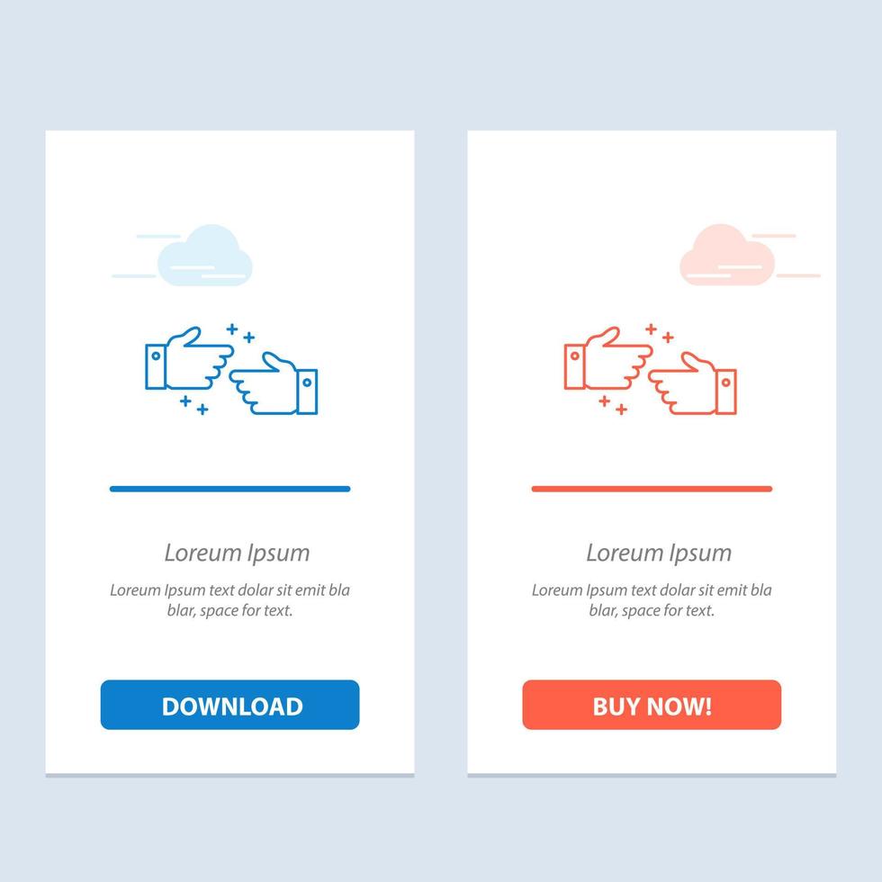 handslag Gjort ok företag blå och röd ladda ner och köpa nu webb widget kort mall vektor